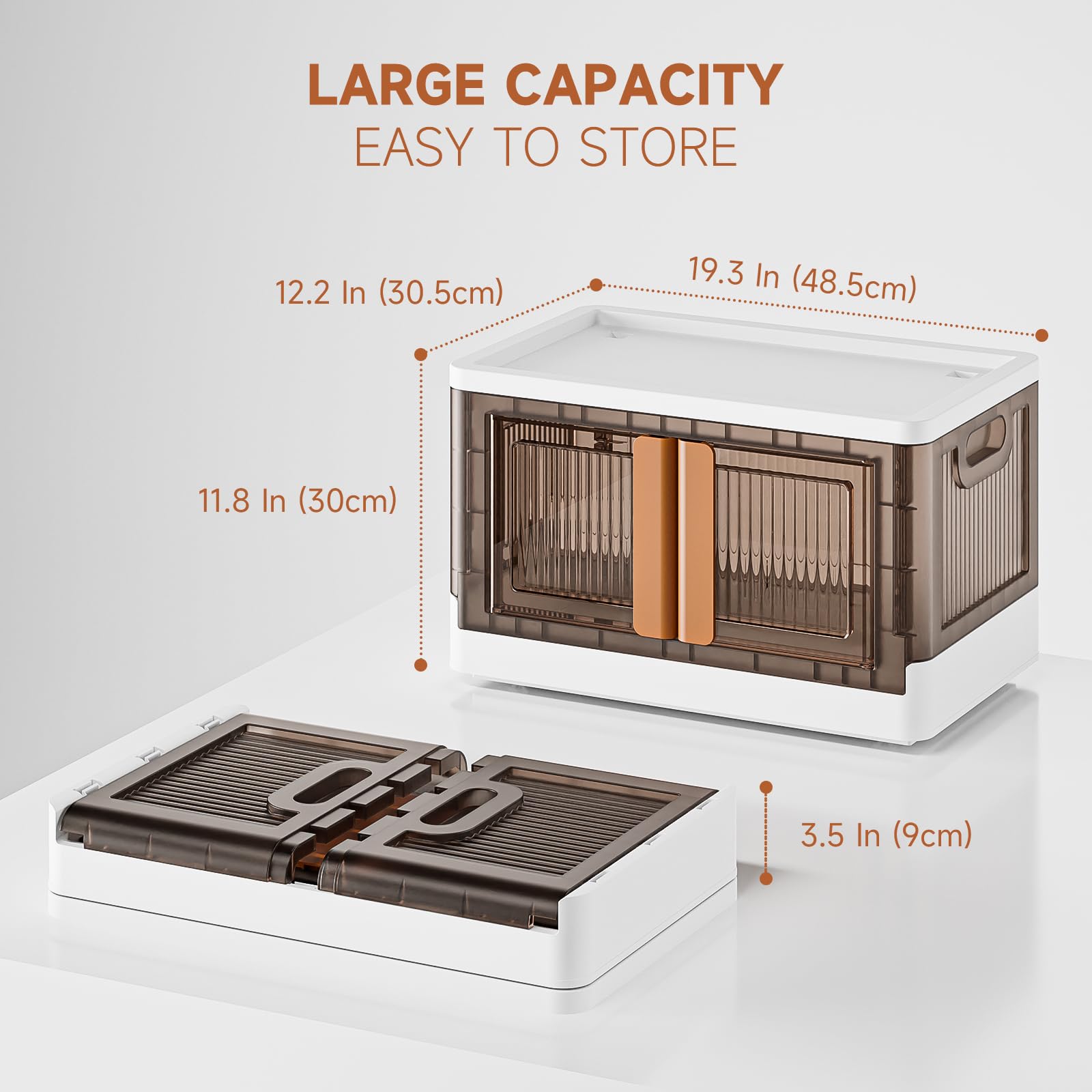 Foldable Storage Boxes with Doors - 4 Pack, 8.4 Gal Capacity - Closet Organizer, Folding Cabinet with Lids, Wheels - Ideal for Home,Dorm,Trunk,Bedroom - Plastic Collapsible/Stackable Storage Bins/Cube