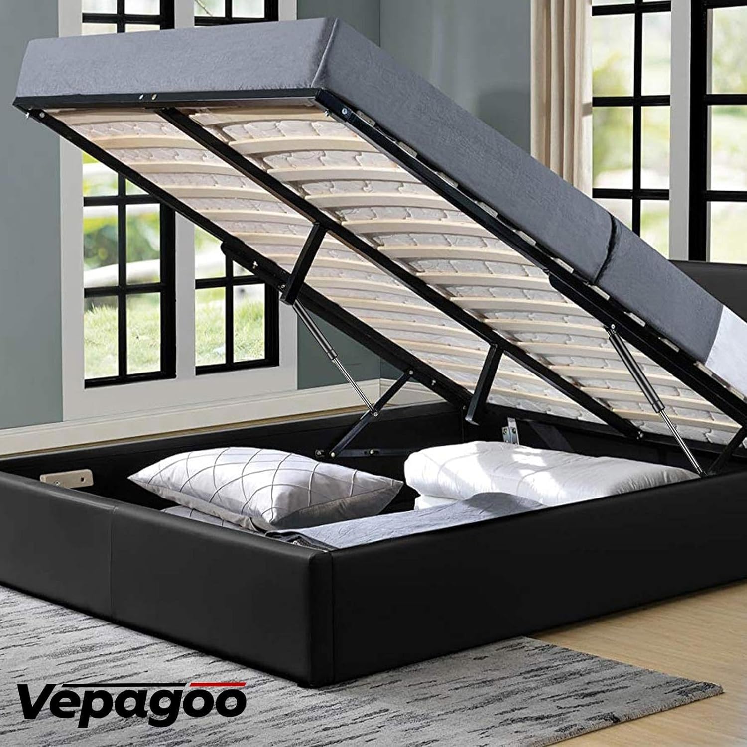 Vepagoo Molla A Gas 500MM 1000N/100KG, Ammortizzatore A Gas Per Cassette Da Letto, Porte, Portelli Da Pavimento, Finestre A Capannone E Altri Carichi Pesanti, Occhiello 8mm (Connettore M8)
