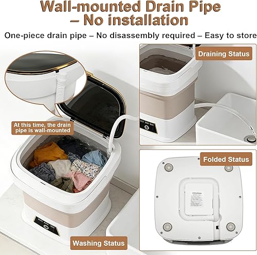 Miniatura 3 de X20 - Lavadora portátil mejorada con función de secadora, lavadora plegable semiautomática de 16 litros con cesta de drenaje, compatible en todo el