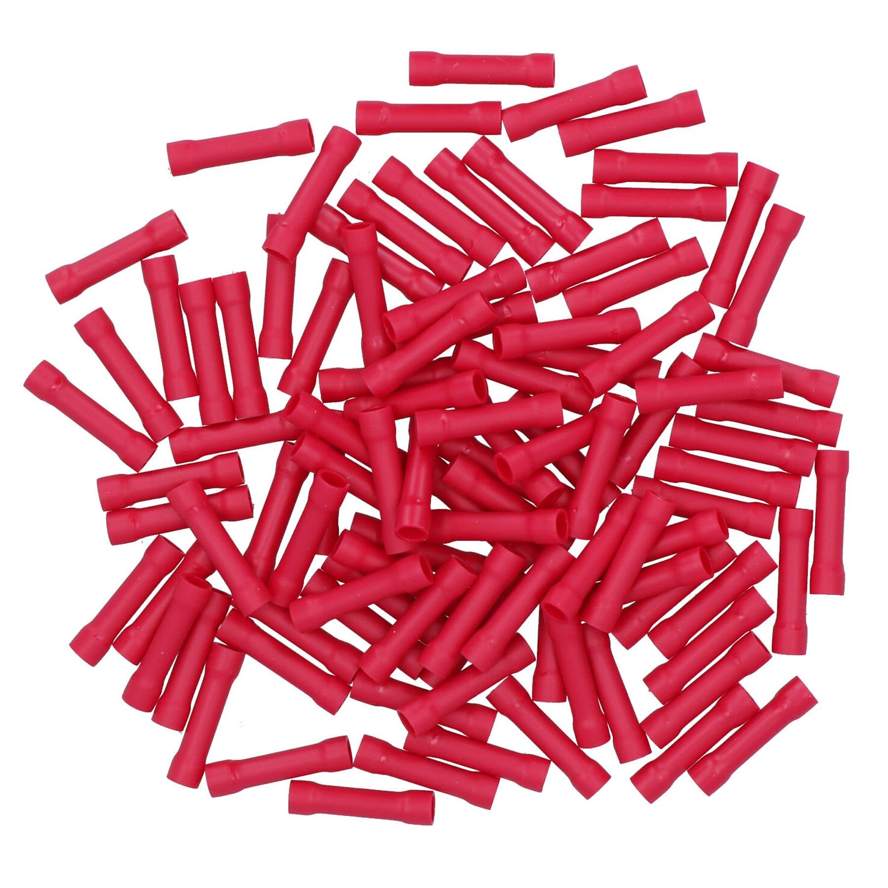 Ab Tools Red Insulated Straight Butt Connectors Electrical Crimps Terminals 100Pc