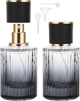 1.7oz Travel Perfume Atomizer Refillable, 2pcs Cologne Spray Bottle Atomizer, 50ml Refillable Empty Glass Perfume Bottles, Fine Mist Spray Bottles Cologne Refill Bottle for Travel
