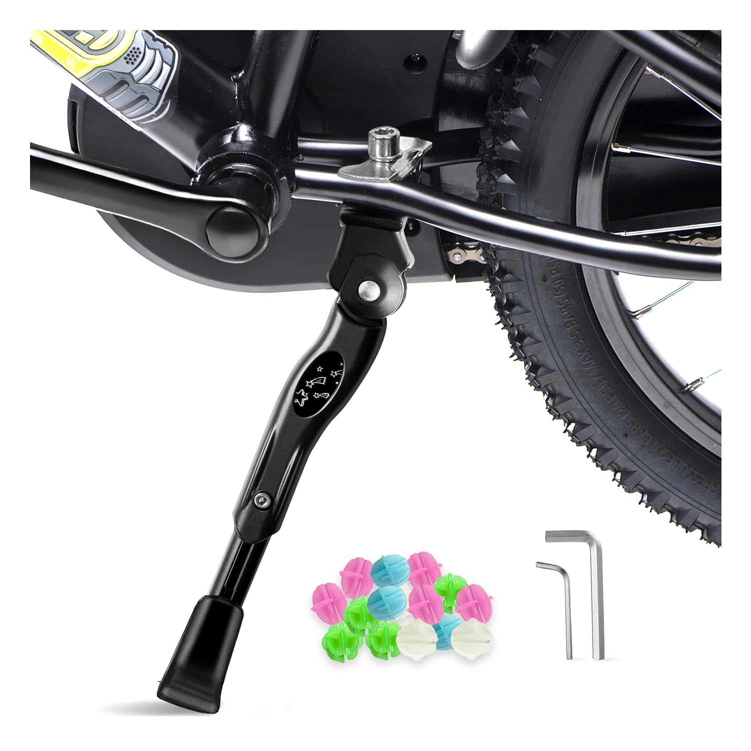 Adjustable Kickstand for Kids Bike for 16 18 20 Inch Wheel Bicycle Black