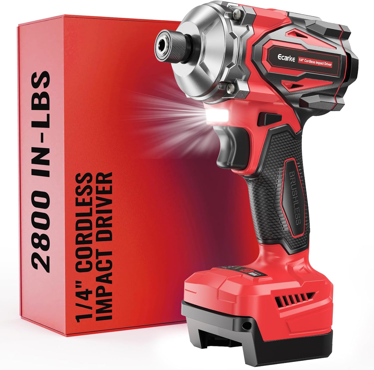 Cordless Impact Driver Compatible with Milwaukee 18V Battery, Ecarke 2800 In-lbs Brushless 1/4" hex chuck Impact Driver, impact drill with 5-Speed Lightweight Power Impact Drivers (no battery)