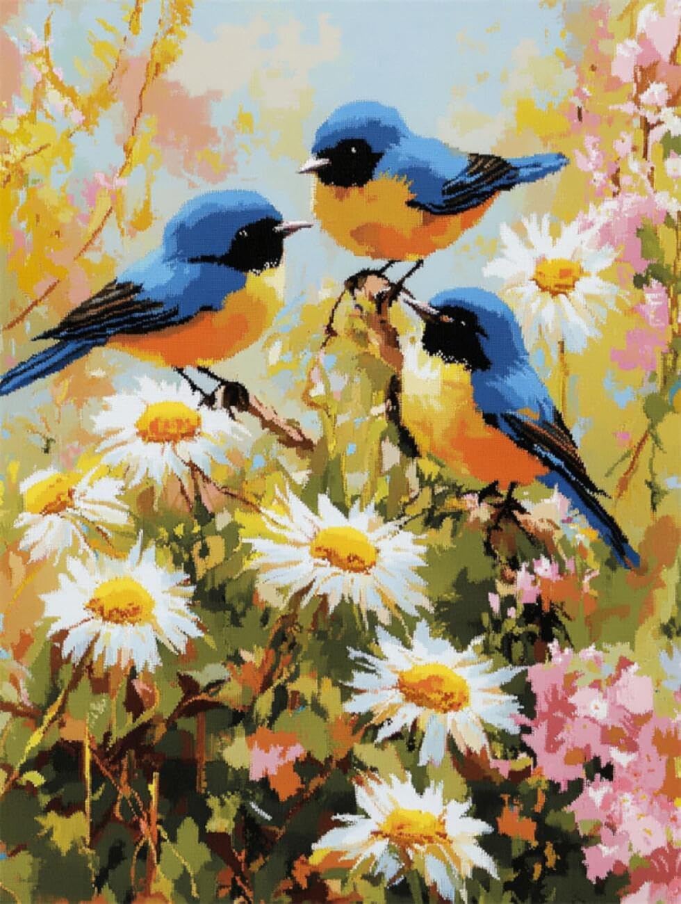 AxiangziK DIY Embroidery Kits Cartoon Bird 11CT 40x50cm
