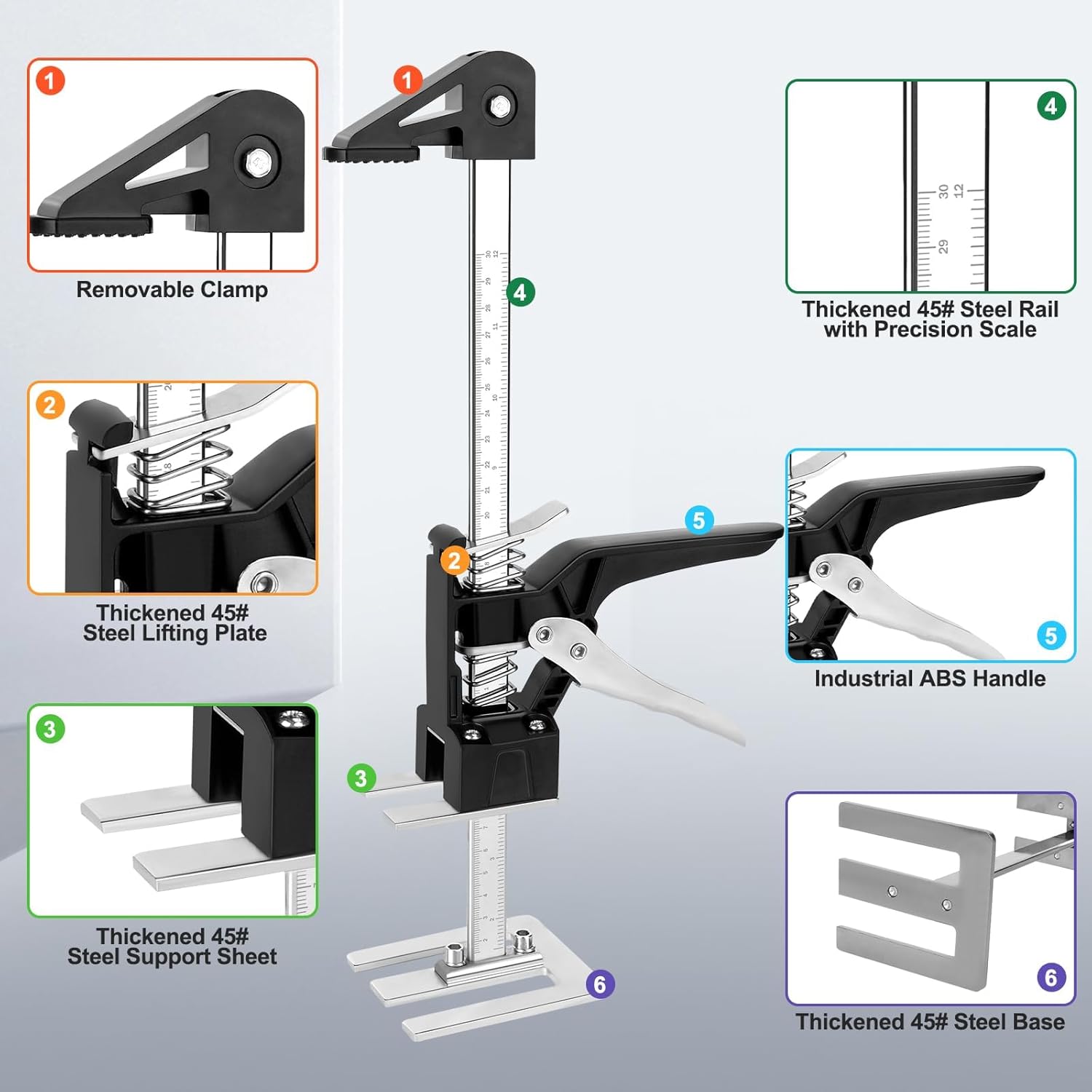NAVONA Labor Saving Arm Lift 2 Pack, 15.5 Inch Multi-Function Height Adjustment Lifting Device, 440LBS Furniture Lifter for Installing Cabinets, Windows, Doors, Furniture