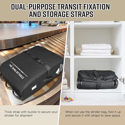 Miniatura 6 de RAYMACE Bolsa de viaje acolchada para cochecito de avión con ruedas se adapta a UPPAbaby Vista V2 V3, Cruz V2 V3, bolsa de almacenamiento de