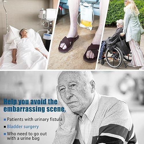 Miniatura 7 de Paquete de 2 pantalones con bolsa de orina para pacientes, pantalones de drenaje de ostomía, pantalones para incontinencia y bolsa de catéter (27-46