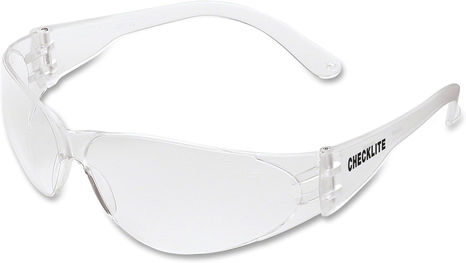 MCR SAFETY CL010 Checklite Safety Glasses, Clear Frame, Clear Lens