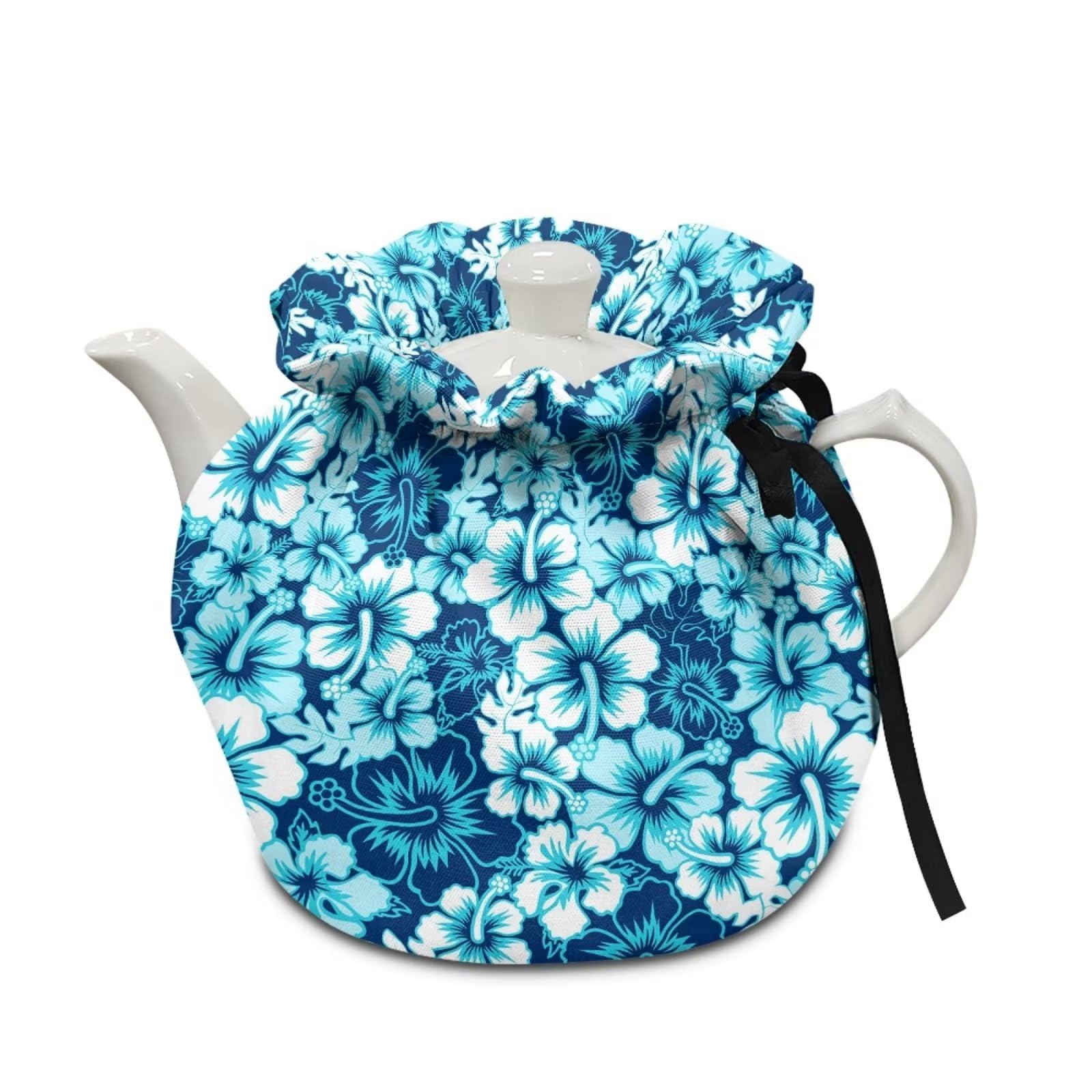 chaqlin Teapot Cover Cozy with Hibiscus Flower Print Art Tea Pot Sleeve Portable Modern Teapot Cozy Cover Kettle Cover Insulated Teapot Cosy Protective Bags Teapot Accessories