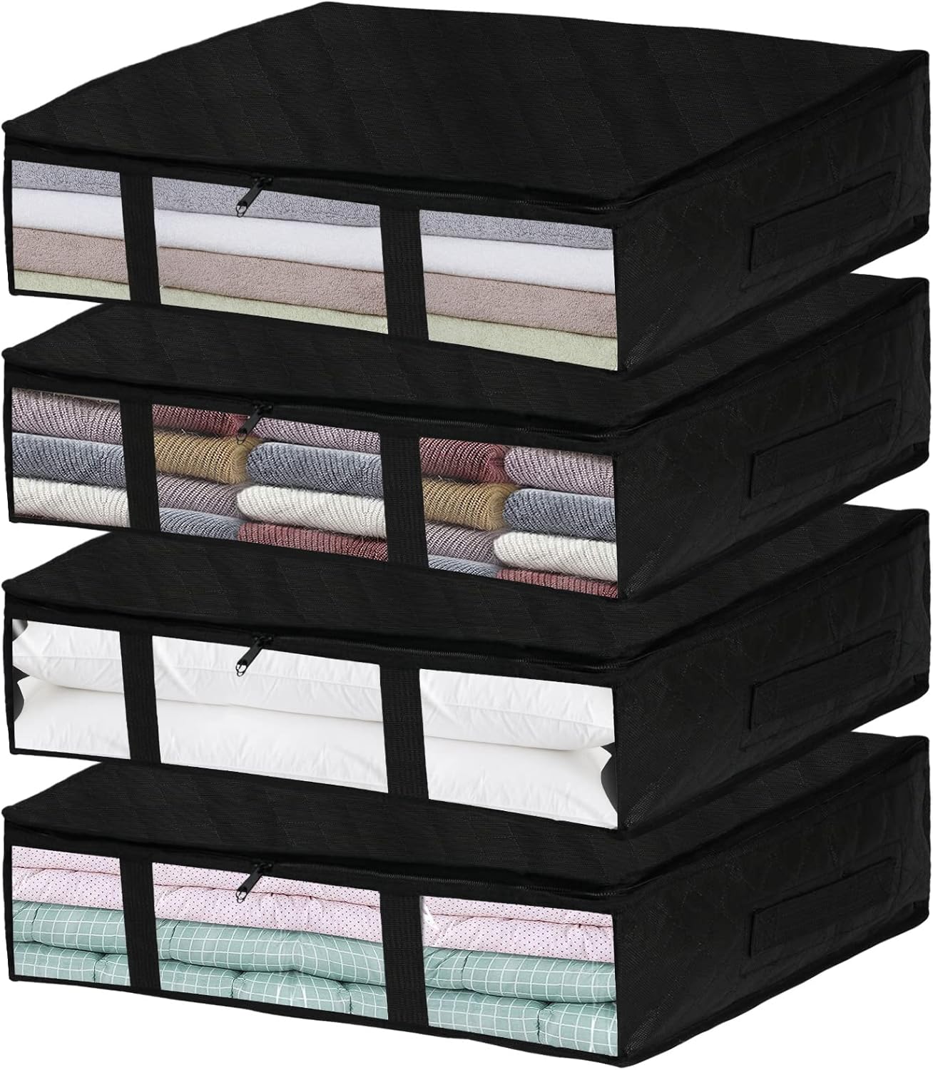 Augot Underbed Storage Bags, 4Pack 40L Under Bed Storage Box with Lid