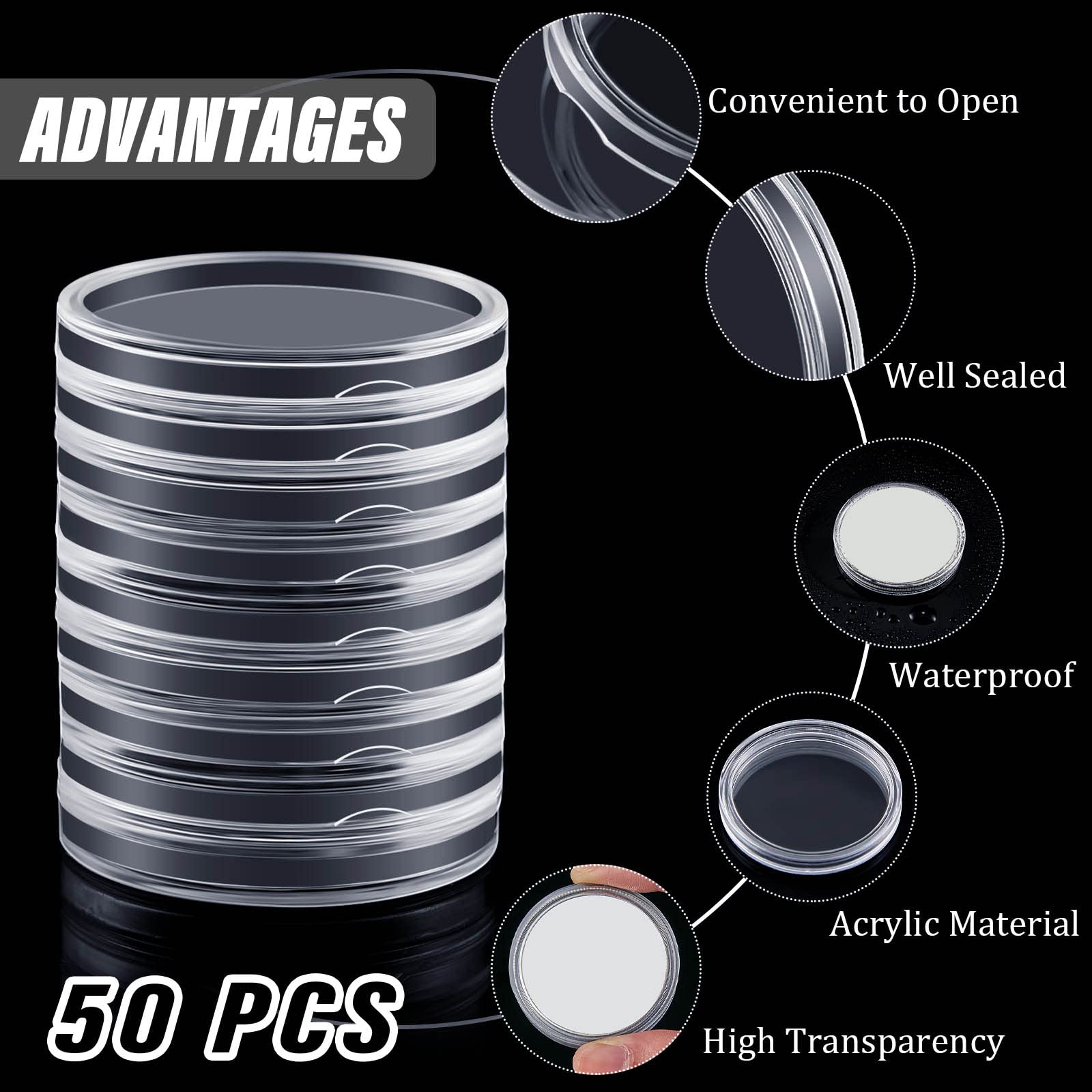 50 Airtight H38 Coin Capsules – Direct Fit For Canadian Maple Leaf 1 Oz Gold/Silver Coins