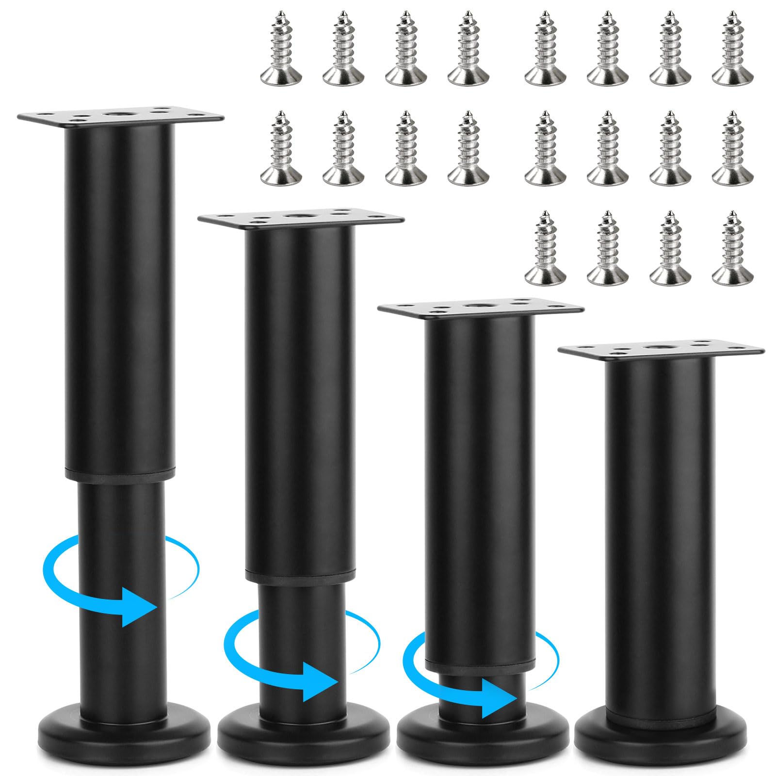 Yooler 4pcs Adjustable Furniture Legs, 18-32cm Metal Support Legs Bed Legs/Feet