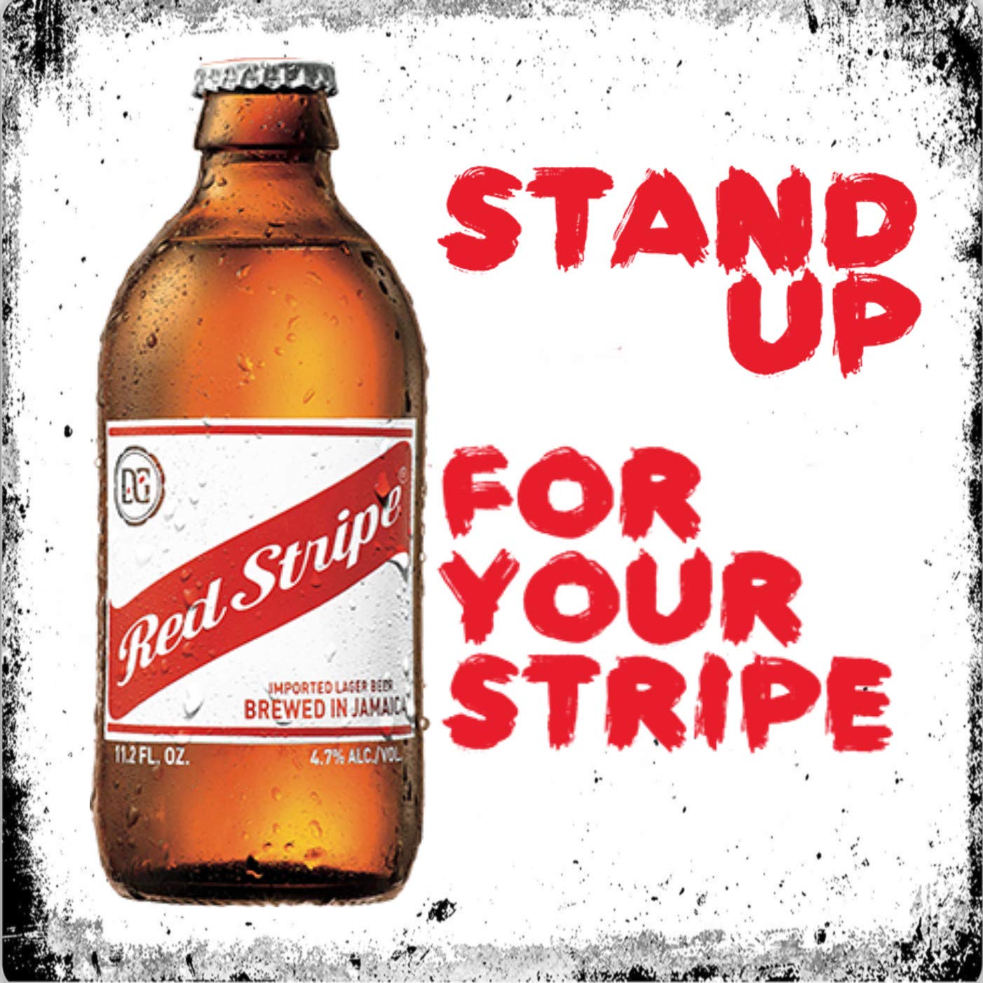 BigBazza Vintage Advertising Wall Tin Plaque Large Square 20x20cm Pub Shed Bar Man Cave Home Bedroom Office Kitchen Gift Metal Sign - Stand Up Jamaican Jamaica Red Stripe Beer Lager Drink inspired