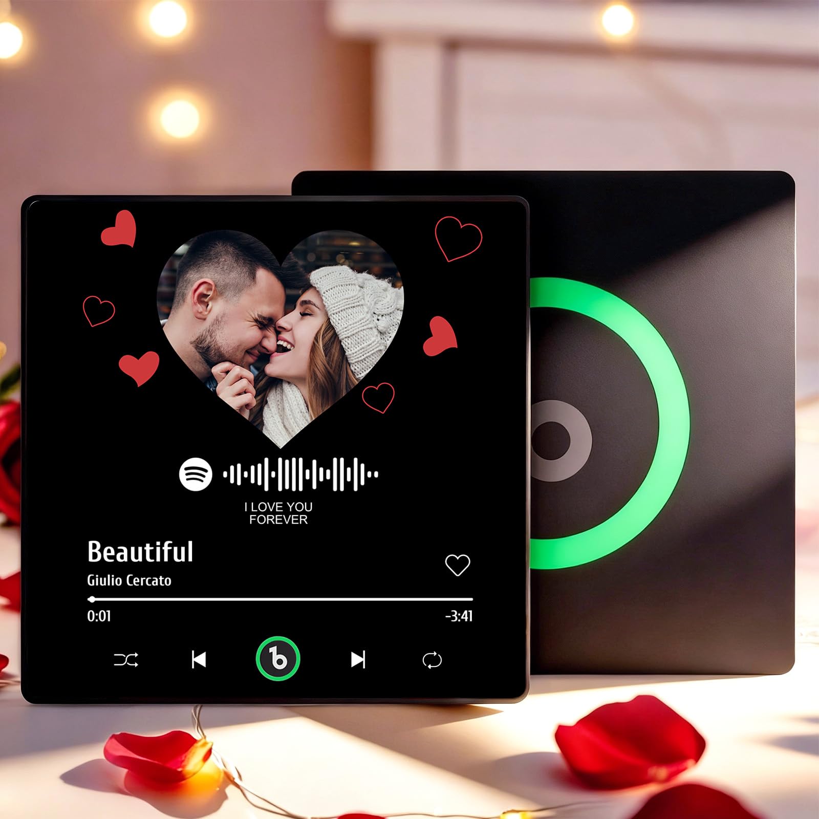 Custom Music Fridge Magnet Personalised Gifts for Women Men Spotify Plaque Magnetic Photo Frames for Fridge Valentines Wedding for Him Her Wife Husband Couple — image 1