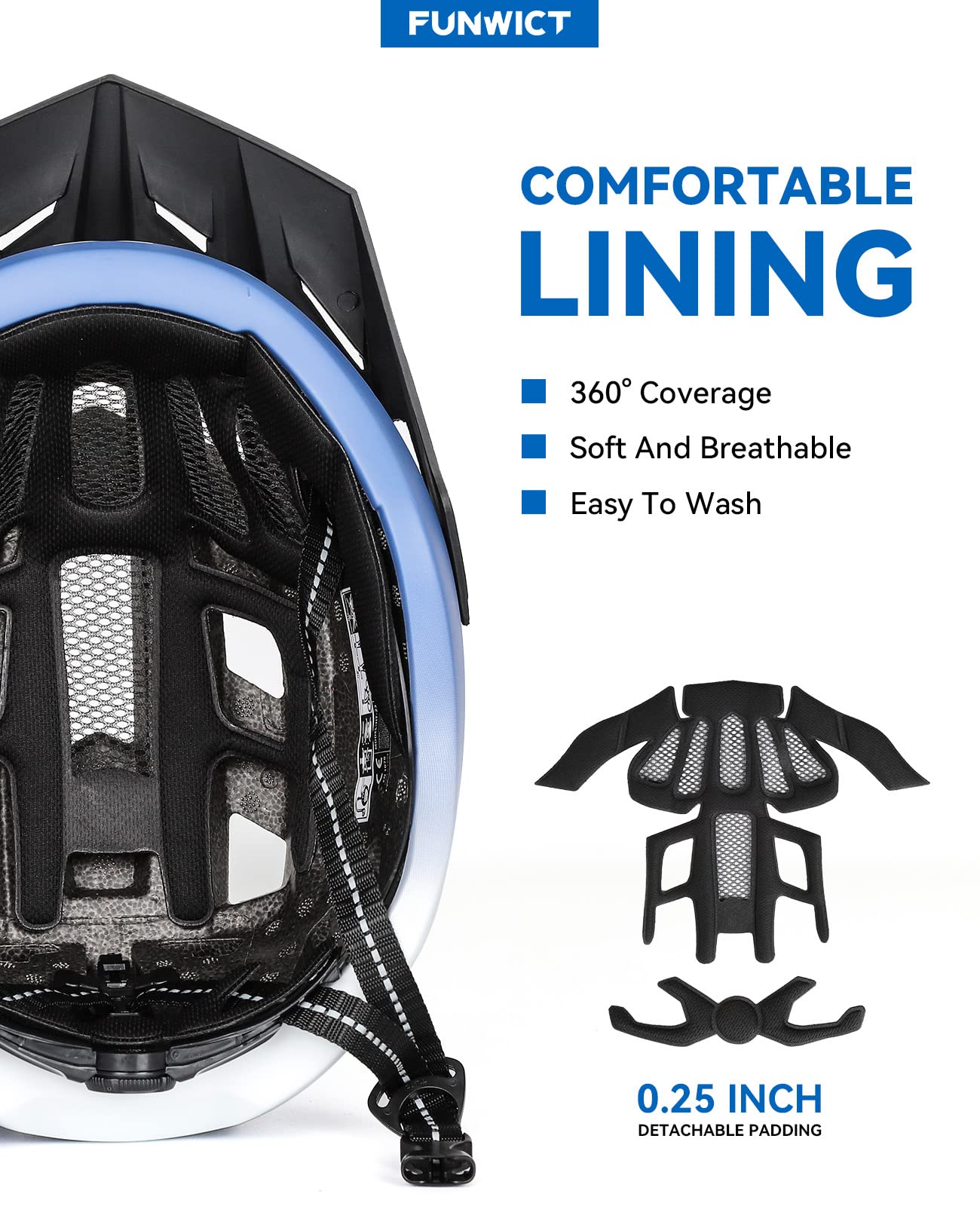 Casco Bicicleta para Ciclismo de Montaña Casco MTB Adulto con Visera y Gafas Desmontables Casco Ciclismo para Hombre Mujer de Tamaño 57-62cm (M: 54-58 cm, Azul)