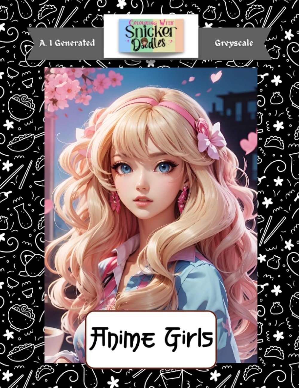 Anime Girls: An a.i generated greyscale colouring book for adults, 38 Beautiful single-sided colouring pages.