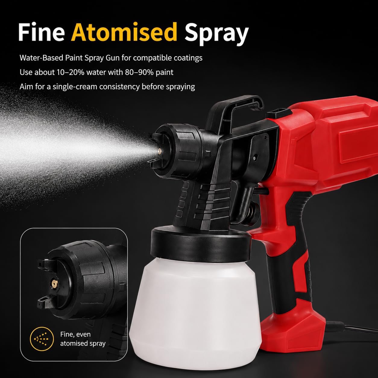 Zestaw Elektryczny Pistolet do Malowania, Pojemność 800 ml, Lekka,Przenośna
