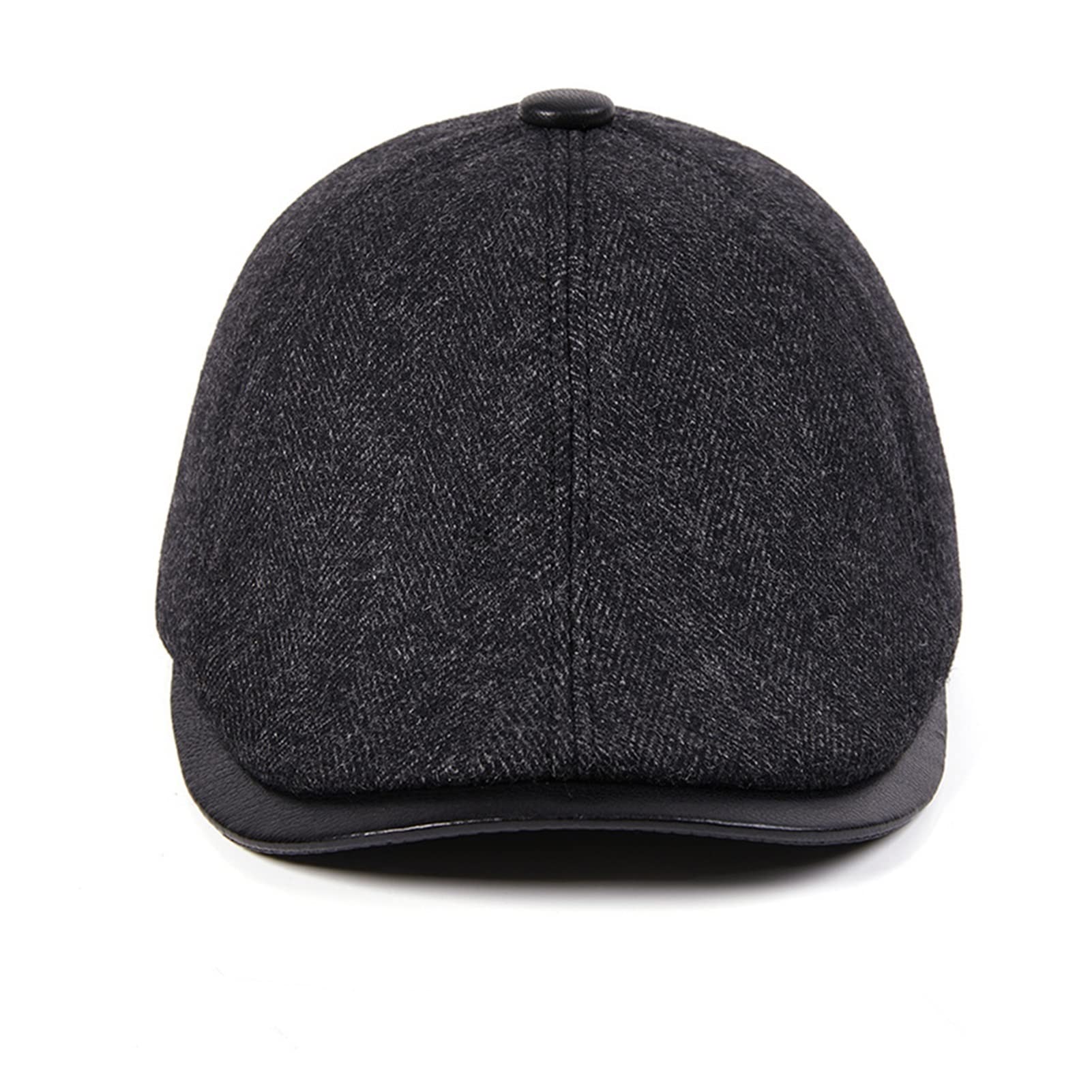 Męska zima kapelusz Herringbone Beret Hat Patchwork Ciepłe Earfaps Płaska czapka Retro Newsboy