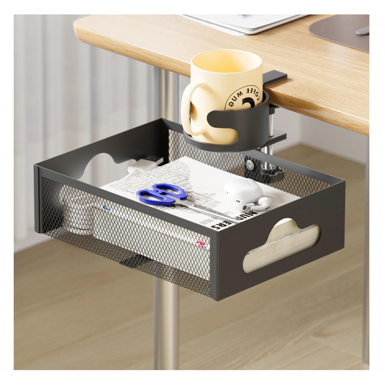 Amazon.co.jp: ELECTRO-WEIDEWORLD テーブル下収納ラック 360度回転式