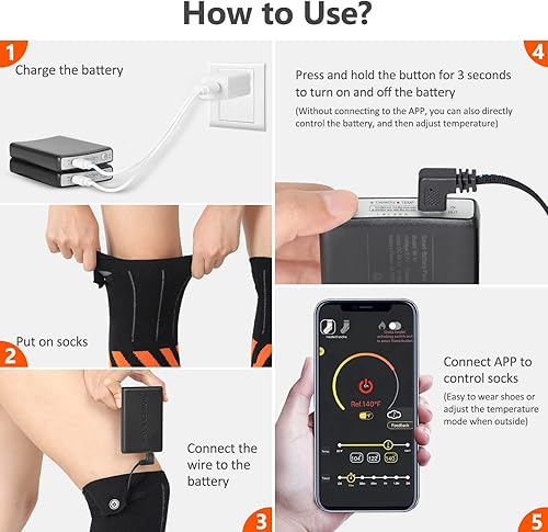 Miniatura 6 de Heated SocksHeated Socks for WomenMen Rechargeable with APP Control 7.4V 6000mAh Battery Powered Foot Warmers for Winter Hunting Fishing Winter