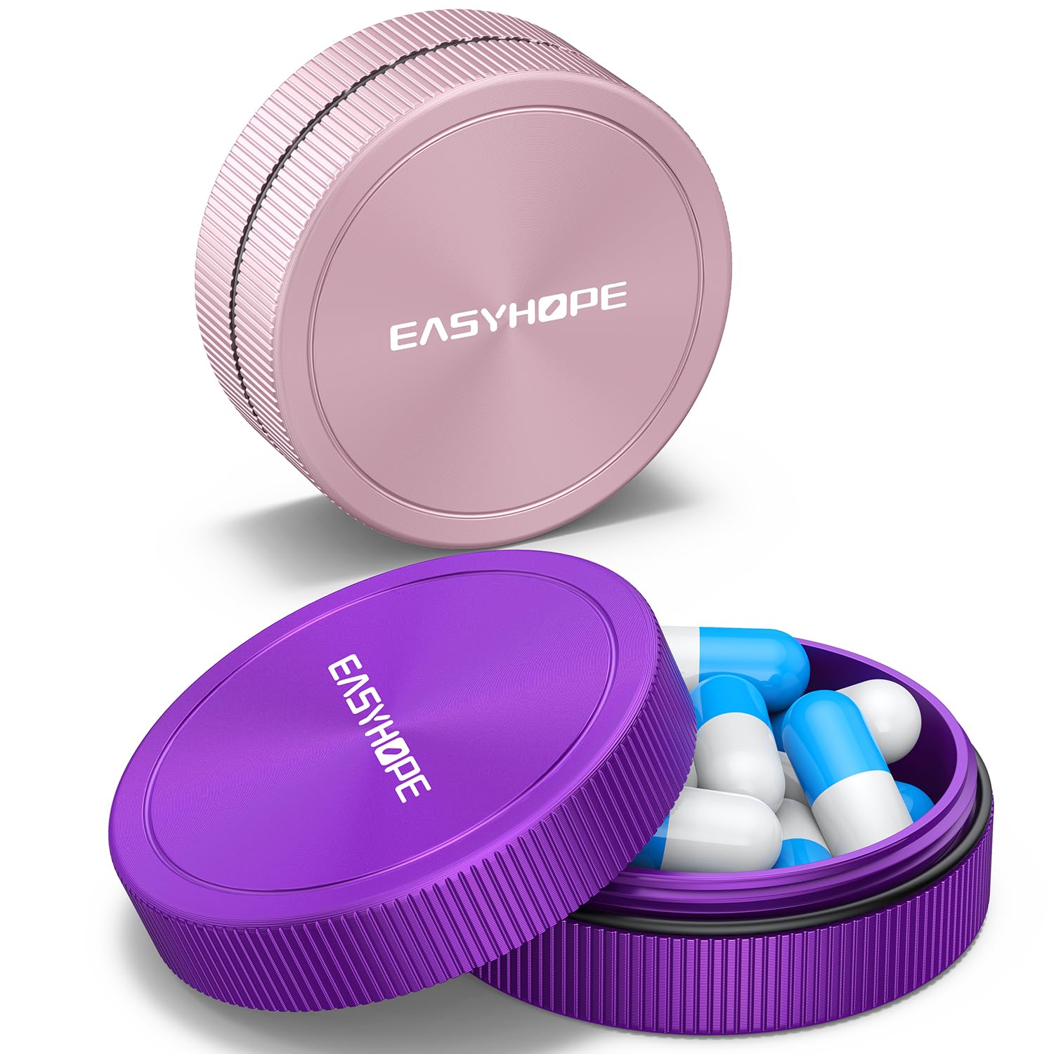 Small Pill Box Earplug Case 2 Pack Metal Aluminum Alloy Bottle Waterproof Mini Travel Medicine Organizer Portable Container