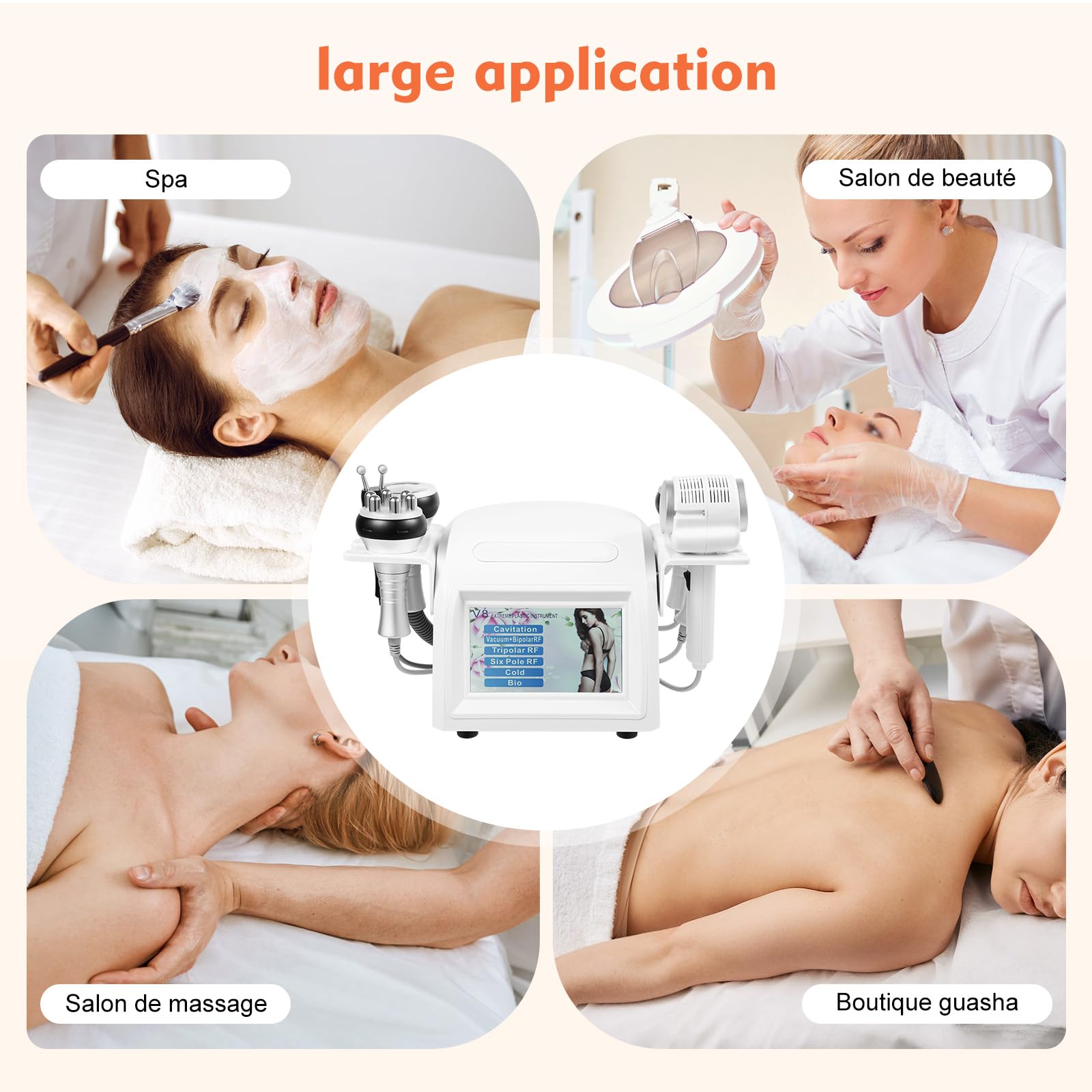 Appareil Minceur 40K, Cellulite, Cavitation 6 en 1, Fréquence Radio, Appareil et Corps, Machine de Beauté Raffermissante et Modelage de la Peau pour Le Corps et Le Visage