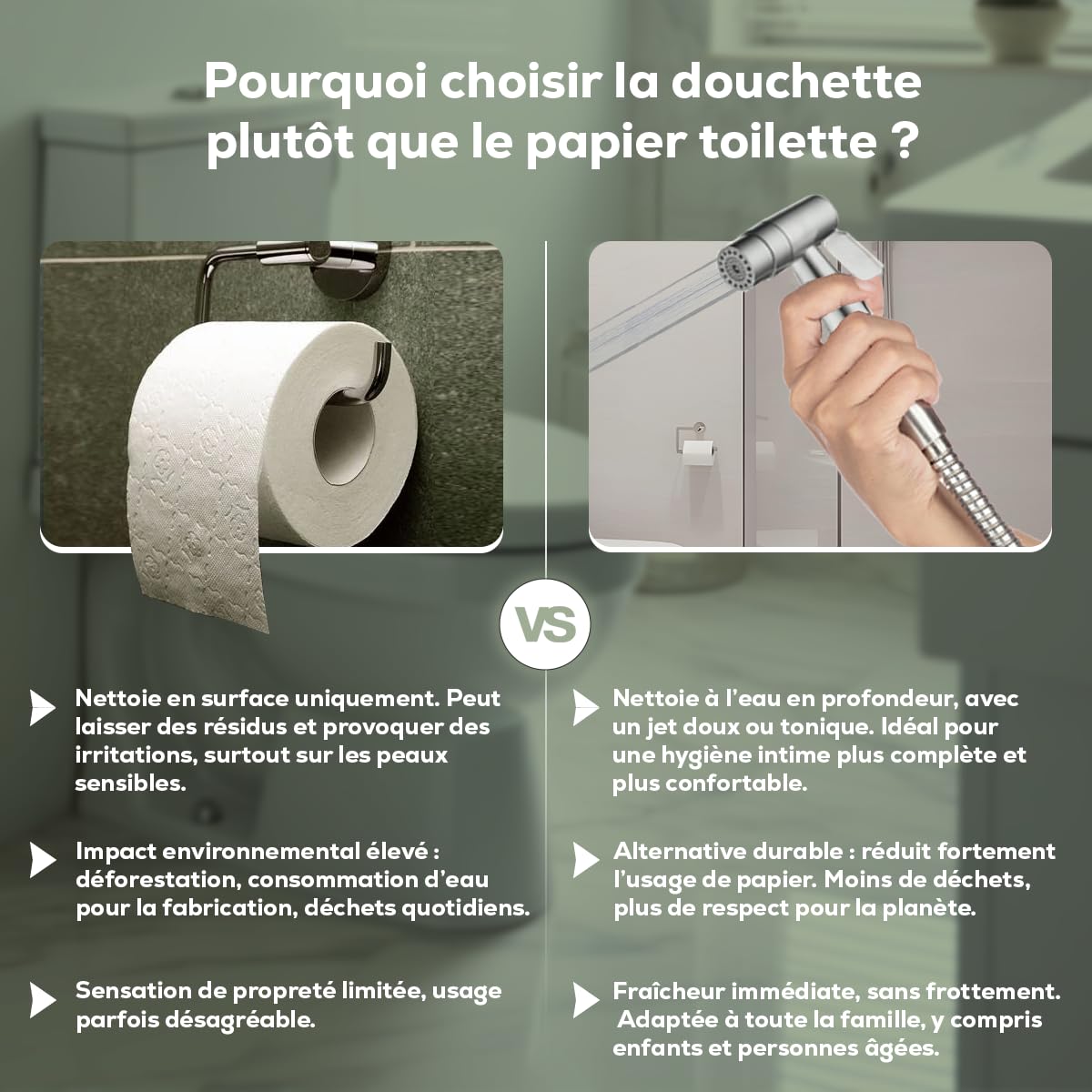 Elyze Douchette WC Inox 304 Brossé – Kit Complet Normes FR – Installation Facile – Garantie 3 Ans & SAV en France