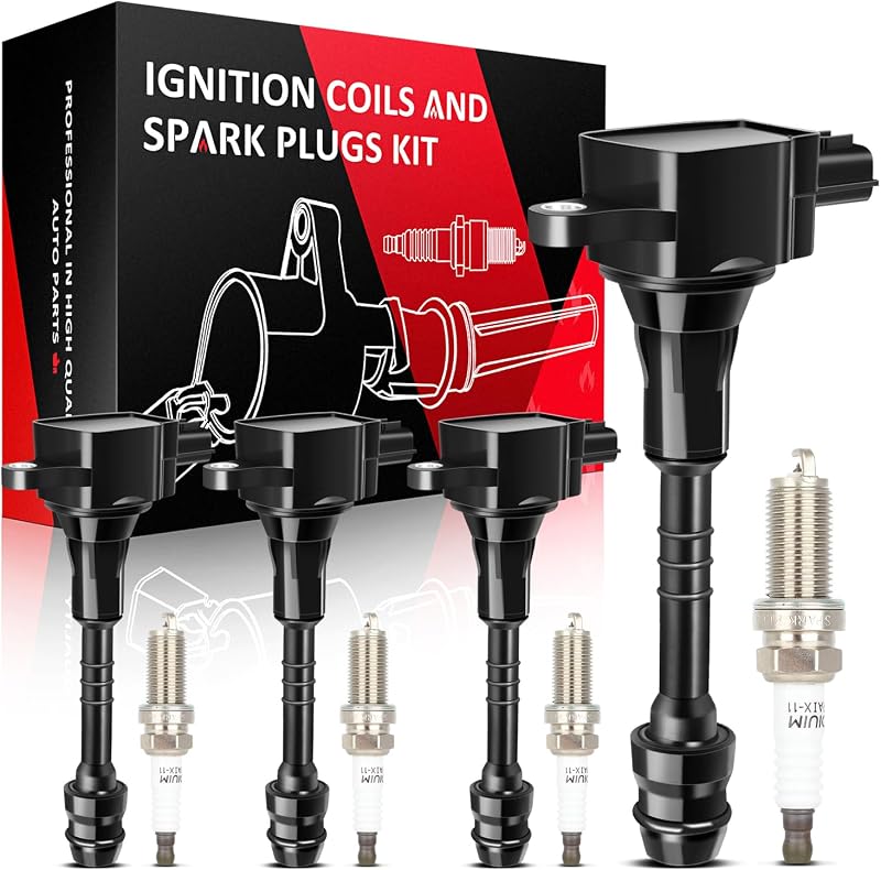 Bobinas de ignição SCITOO UF351 com velas de ignição de irídio para Nissan Almera e Sentra 1.8L L4 – Kit com 4