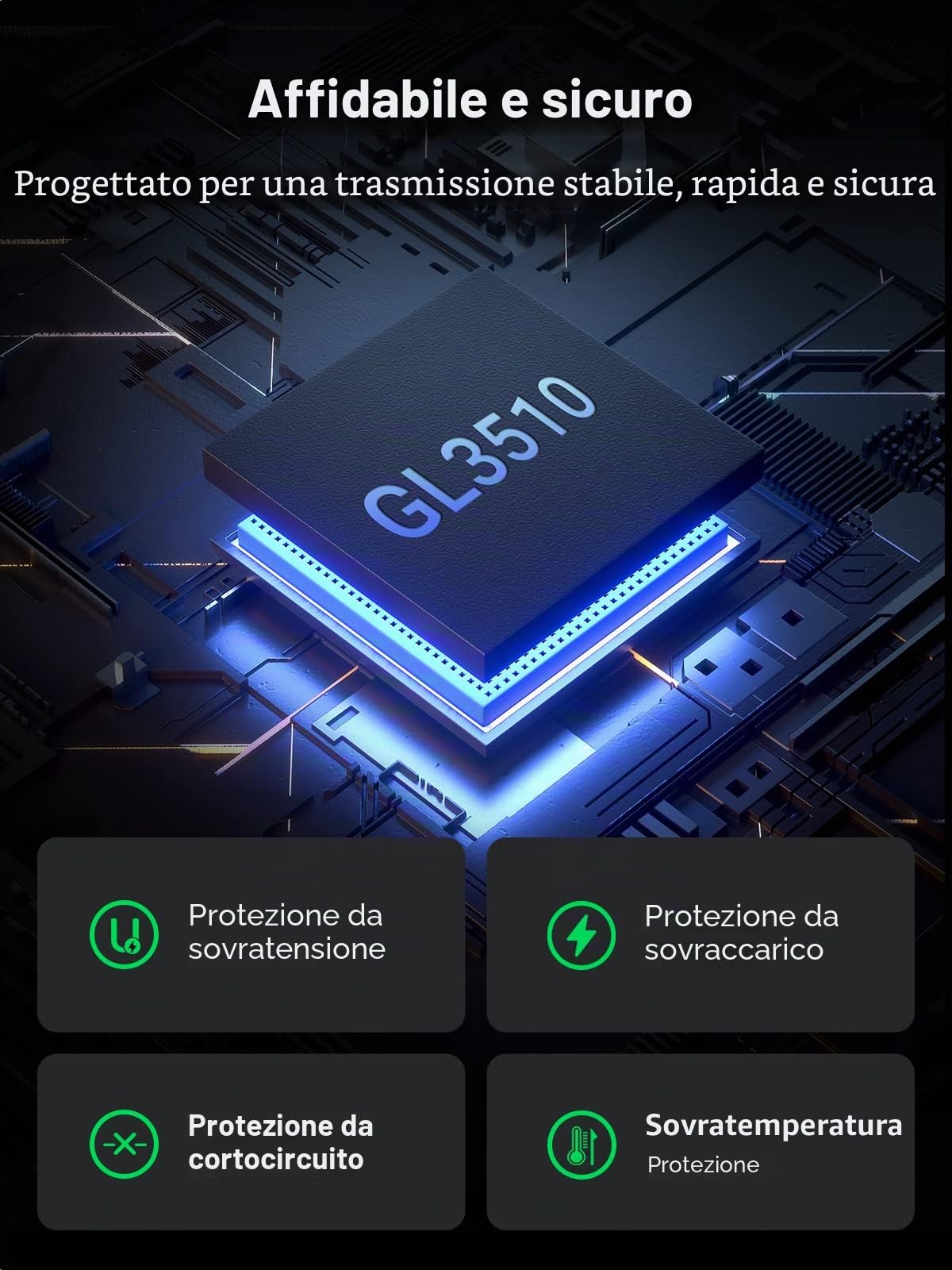 UGREEN Hub USB 3.0 Alimentato, 7 Porte, Interruttori Indipendenti e Alimentatore 24W (12V/2A), Ciabatta USB 3.0 per Ricarica e Trasferimento dati, in Alluminio