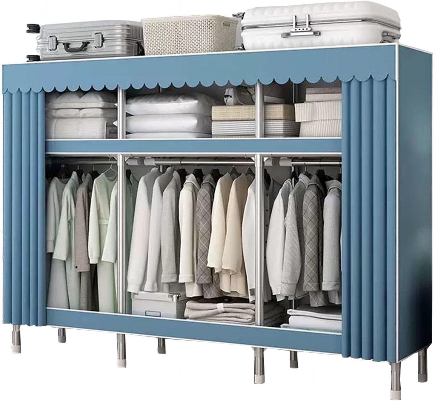 Wardrobe, Portable Wardrobe, Clothes Closet Storage with Hanging Rail, Foldable Closet for Bedroom Easy to Assemble,B-170x45x166cm