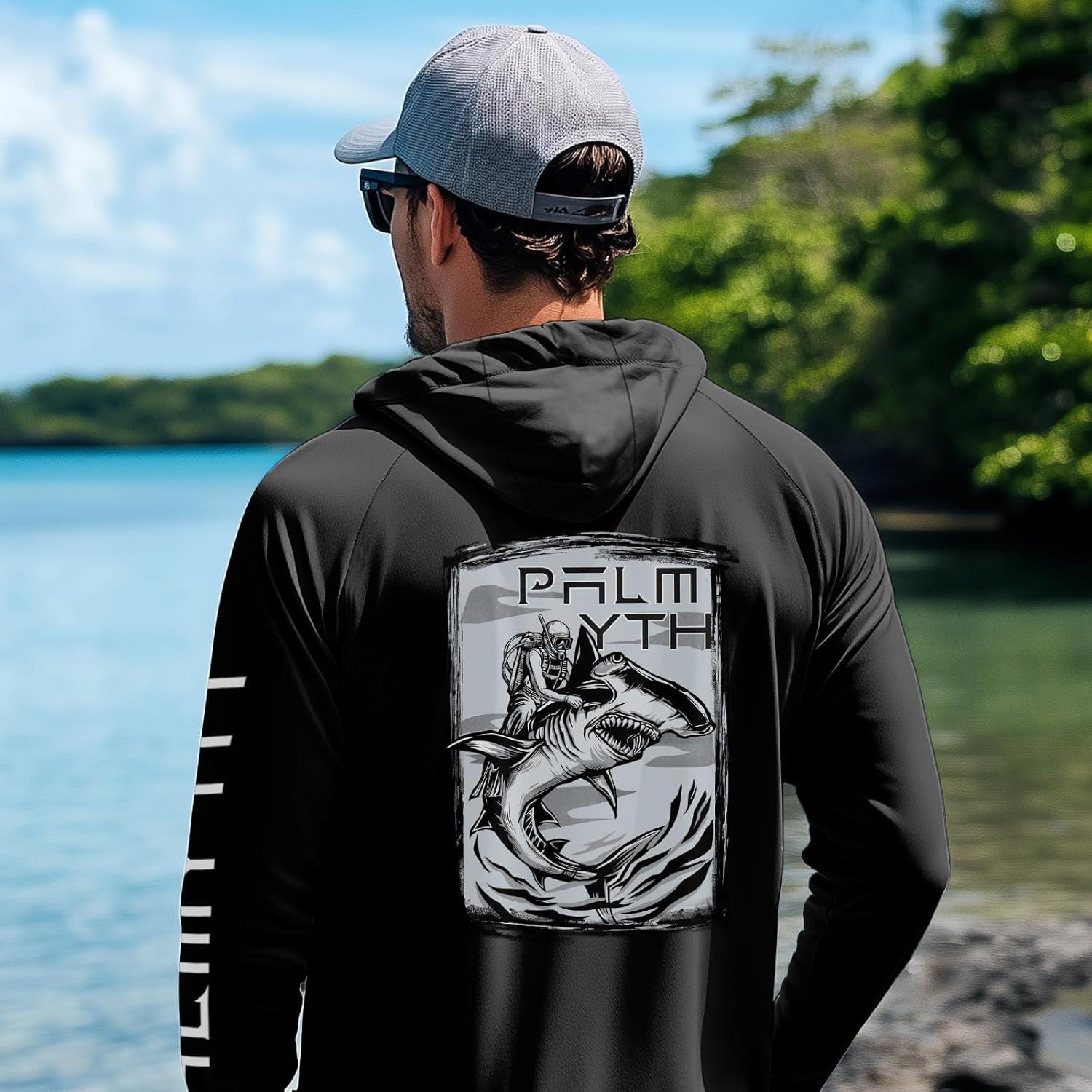 Palmyth Fishing Shirts for Men Long Sleeve Sun Protection Fishing Hoodie UPF 50+ Shirt Neck Gaiter - Image 3