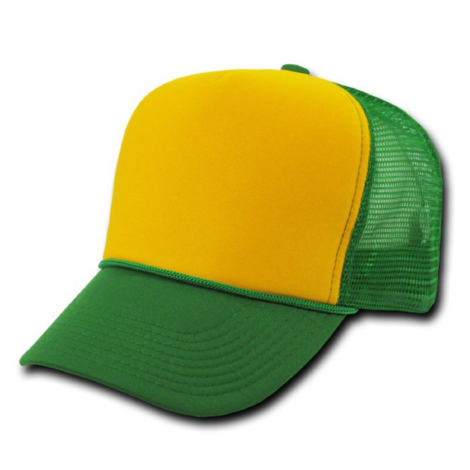 DECKYKelly Green and Yellow Mesh Trucker Style Cap Hat Caps Hats Adjustable