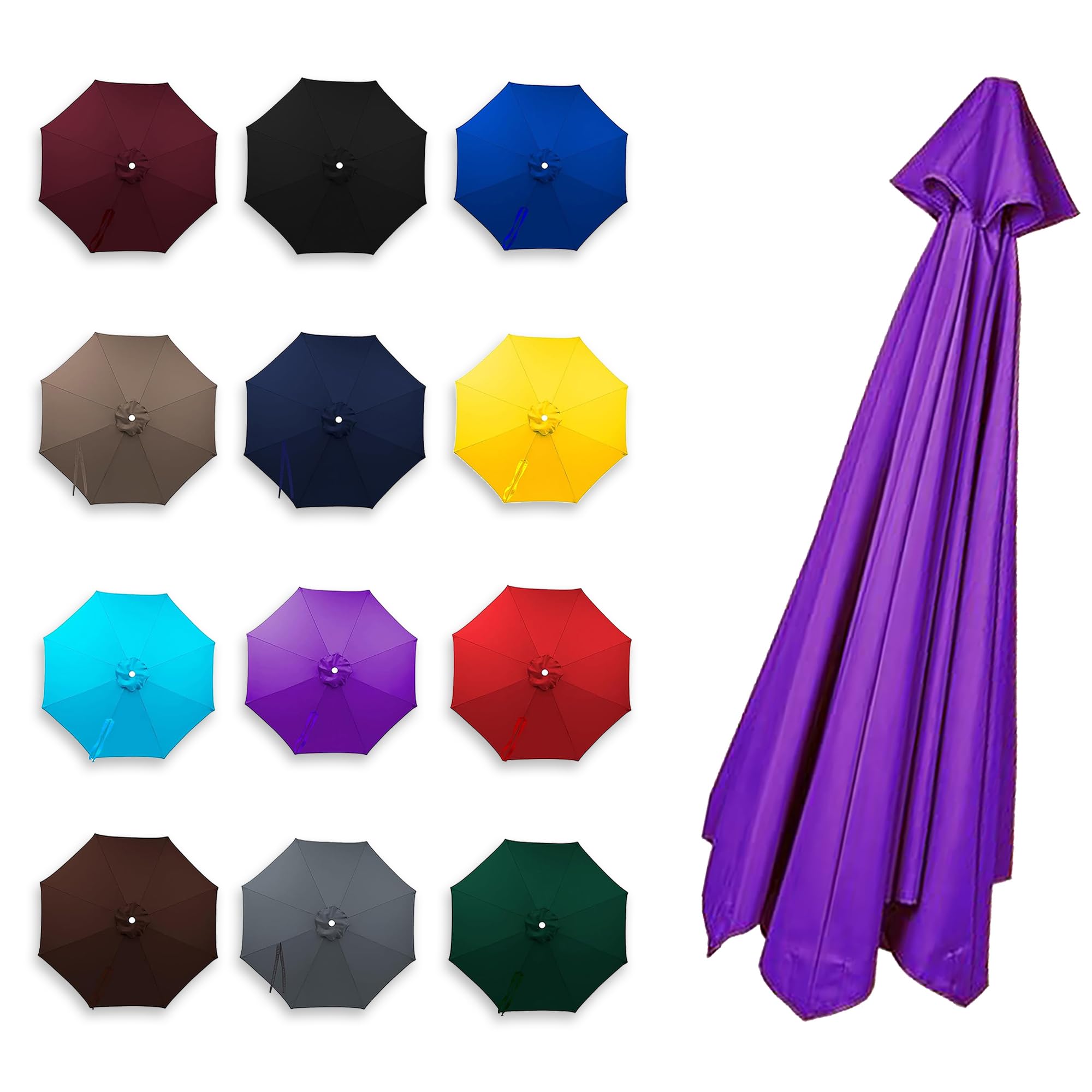 Fzamudng 2m-4m Replacement Parasol Canopy, Patio Umbrella Replacement Cover, Weatherproof Patio Replacement Cover 6/8 Arms For Garden Parasol Umbrella Canopy, Replacement Fabric Purple