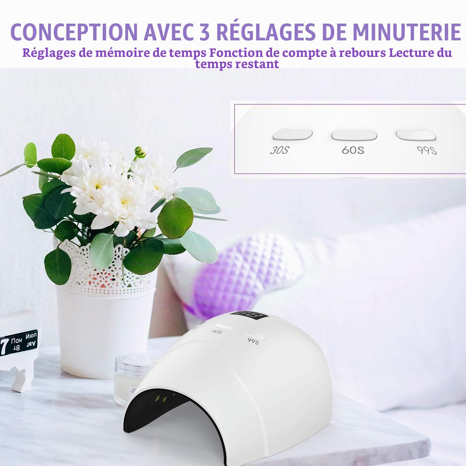 Ruihua 2dans1Séchoirs à ongle,Smart Auto-sensing 4 minuter Réglage 48W UV/LED Sèche Ongles Nouvelle Version Pourle Durcissement Donnez une boîte de lingettes nettoyantes pour vernis à ongles