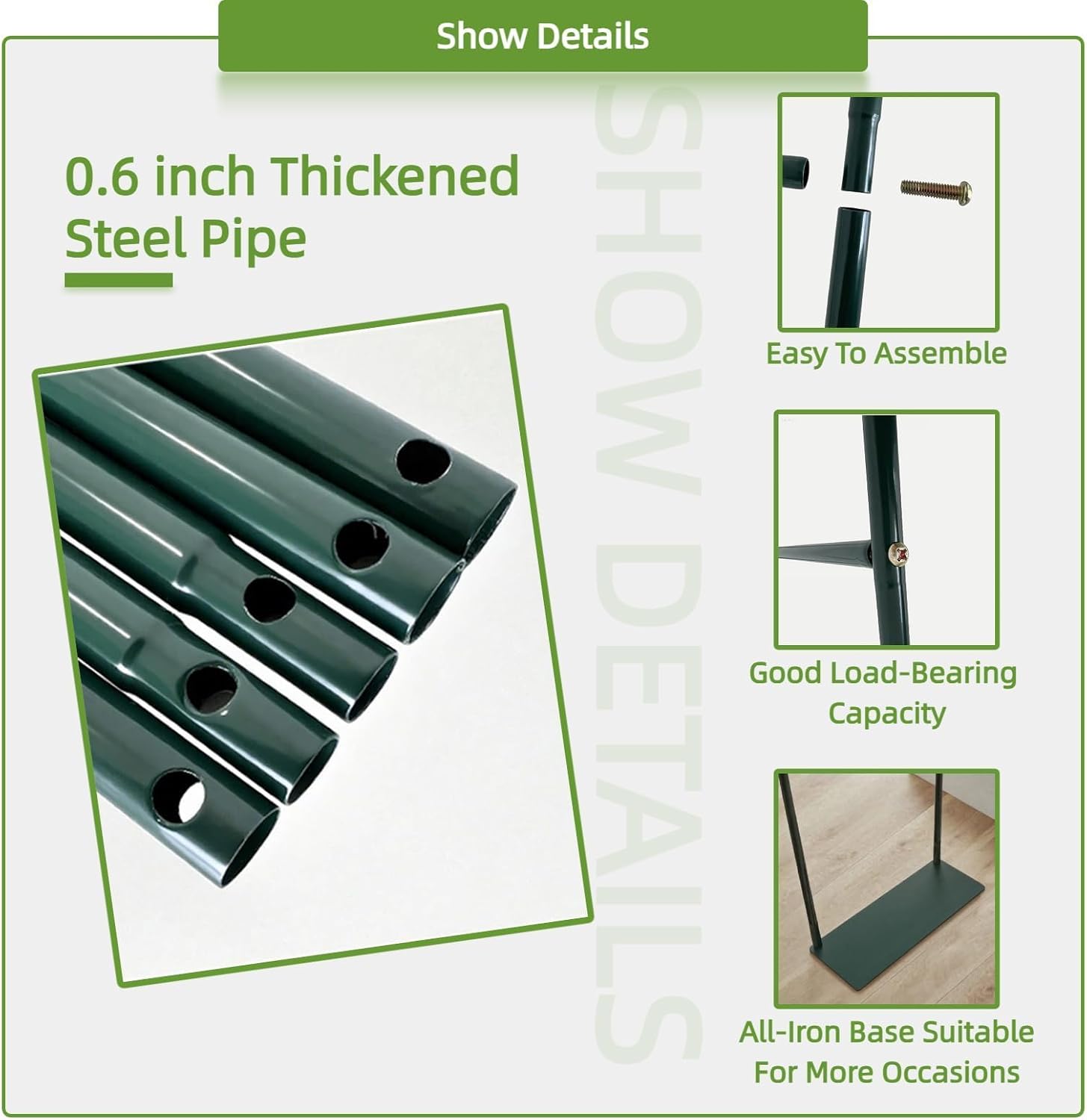 Thickened Metal Garden Arch with Detachable Base, 16mm Rust-Resistant Archway for Climbing Plants, Dual Size Convertible Arbor for Wedding & Party & Garden Decoration