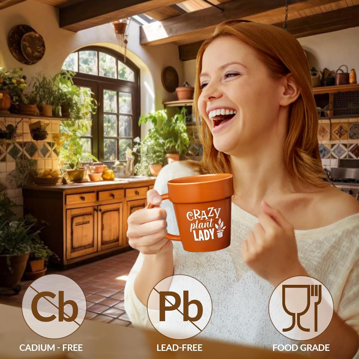 VELENTI Plant Pot Mug - Plant Lover Mug with Metallic Shovel Ornament - Fancy Gifts for Women, Men - Birthday Gift, Mother's Day, Christmas - Image 4