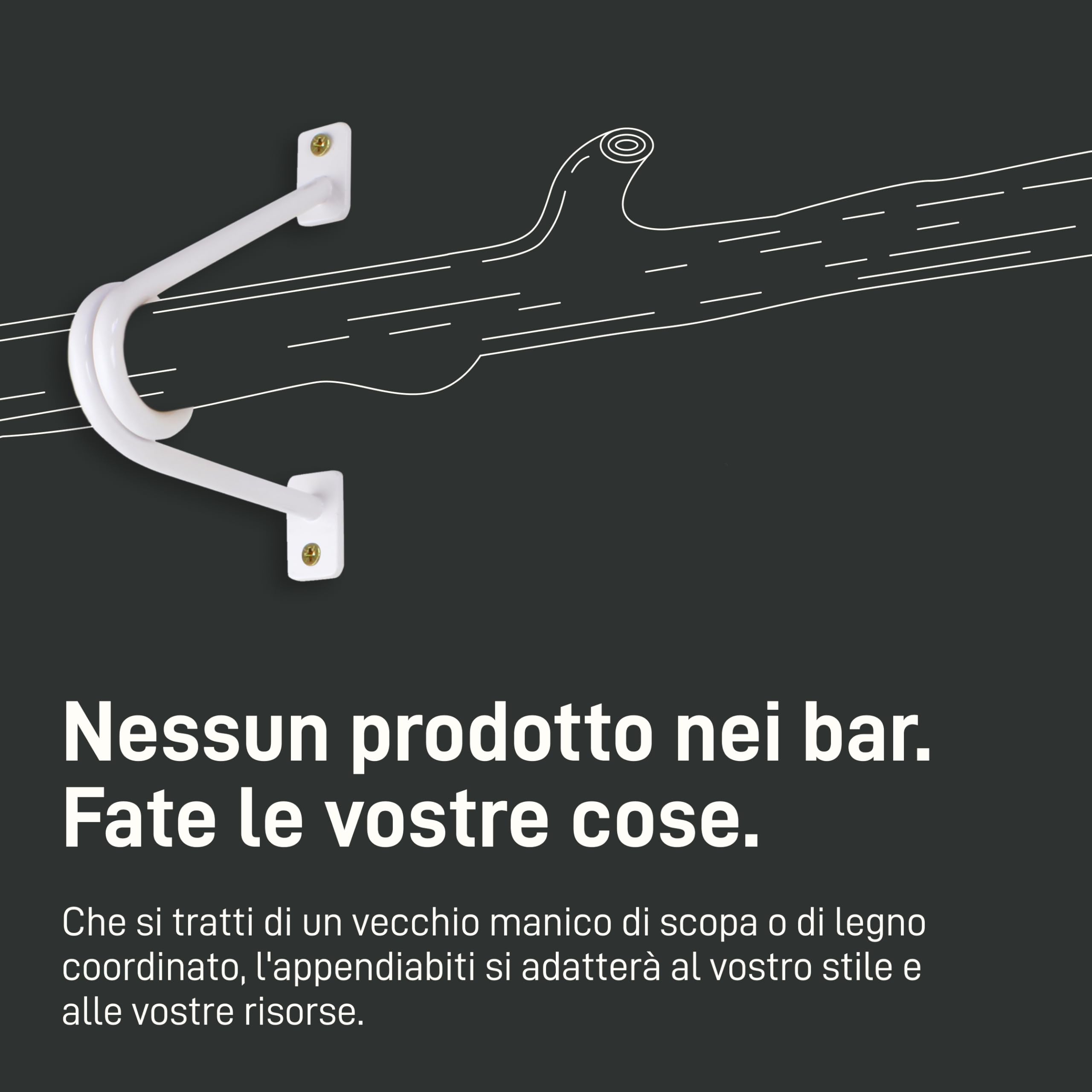 Natural Goods Berlin - 2 Supporti per Guardaroba Gard Prenzlberg, verniciati a Polvere o oliati, con Passante, Spessore 8 mm, per aste tonde da 30 mm, Fai da Te