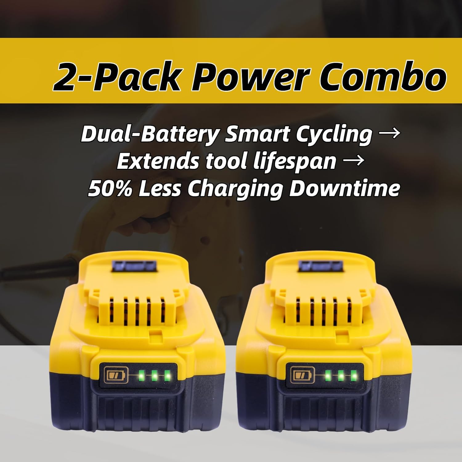2-Pack 6000mAh Replacement Battery for DeWalt 20V MAX | Compatible with DCB200/DCB201/DCB203/DCB207 & DCD/DCF/DCG Tools | 6 Protections & 18-Month Warranty