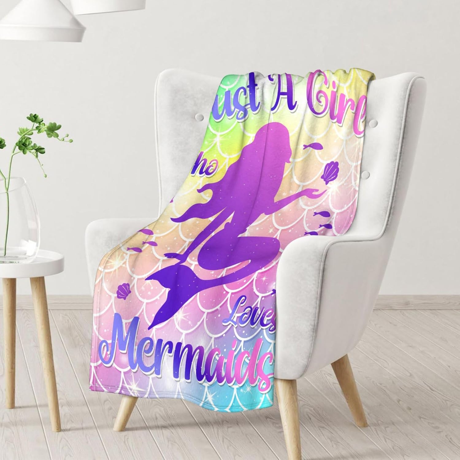 Mermaid Blanket - Soft, Fuzzy & Warm - 60"x80" Twin Size Blanket for Bed, Couch & Living Room - Colorful Cute Throw Gifts for Girls
