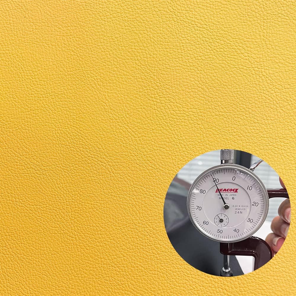 Faux Leather Fabric 1 Yard 54" x 36" Soft Solid Color Crafts Material 0.9mm Thick Perfect for Upholstery Covers, Bags, Leather Clothing and Accessories (Yellow)