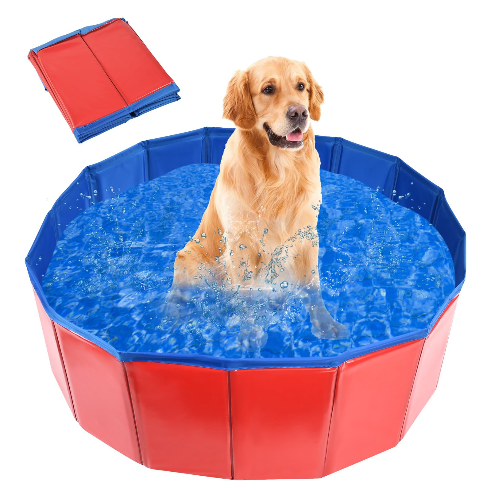 MAIROX Piscina Perros y Gatos, Piscina para Mascotas, Bañeras para Perro, Piscina Perros Pequeños, Piscinas para Perros Grandes, Piscina Plegable Perros, Adecuado para Interior Exterior (60 x 20 cm)
