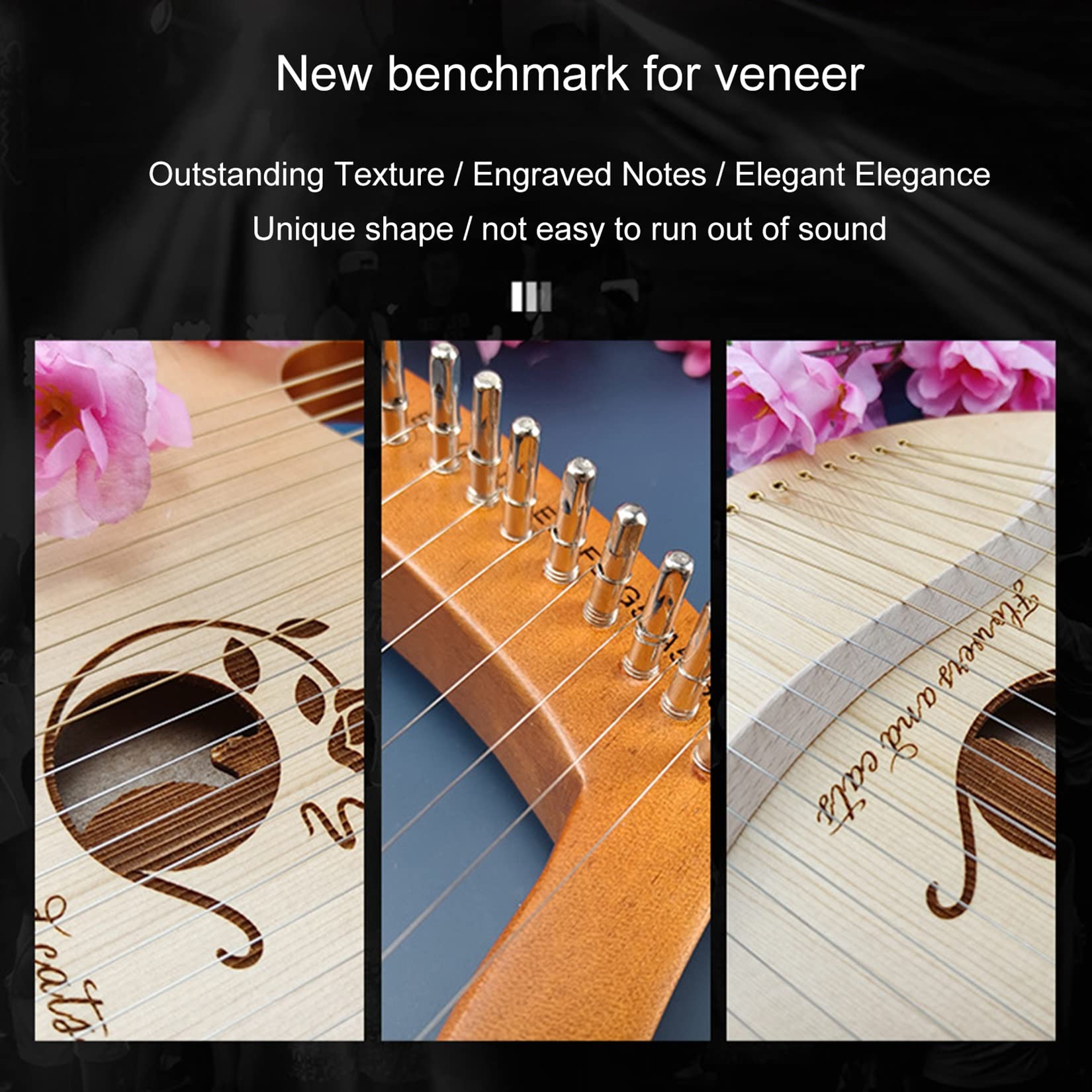 Amazon | ライアー ハープ 、リラハープ、竪琴19金属弦ボーンサドル