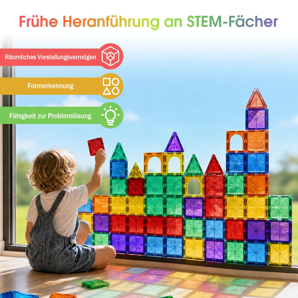 Playpals Magnetbausteine 100 Teile für Kinder ab 3 Jahren, Magnetspielzeug, 3D Konstruktionsspielzeug, Kinder Lernspielzeug, Montessori Bauspielzeug für Jungen und Mädchen | Bauspielzeug, Für Kinder ab 3 Jahren, Kinder Lernspielzeug, Montessori Bauspielze