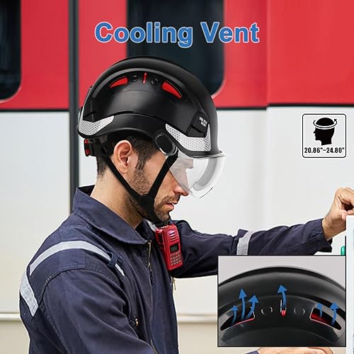 Miniatura 5 de UM ULTRAMAXX Casco de seguridad, aprobado por ANSI Z89.1, casco de trabajo ligero ventilado, con suspensión de trinquete ajustable de 6 puntos,