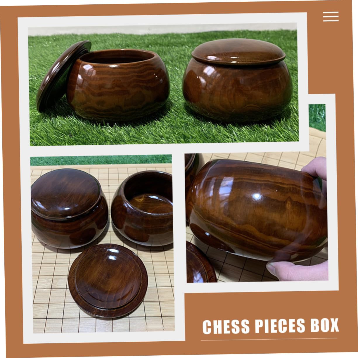 Hemobllo Bol en Bois Massif Grand Conteneur Léger Couvercle pour Jeu de Go et Échecs Rangement Pratique pour 180 Pièces, pour Bureau ou Salle de Formation