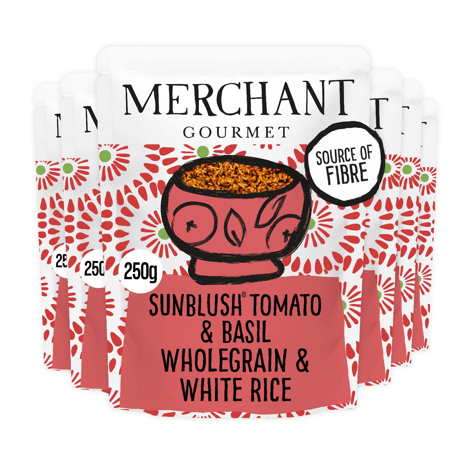 Merchant GourmetSunblush Tomato & Basil Wholegrain Microwave Rice - Pack of 6 x 250g Pouches