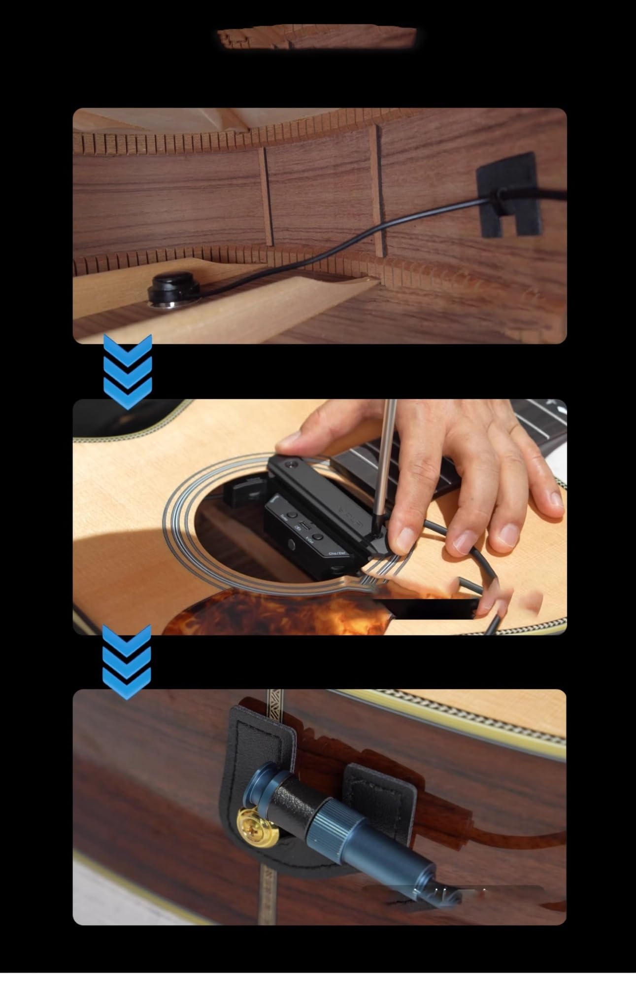 Pickup per chitarra folk nessun bisogno di forare il ricevitore di vibrazione un pulsante di disattivazione Pickup Chitarra Acustica