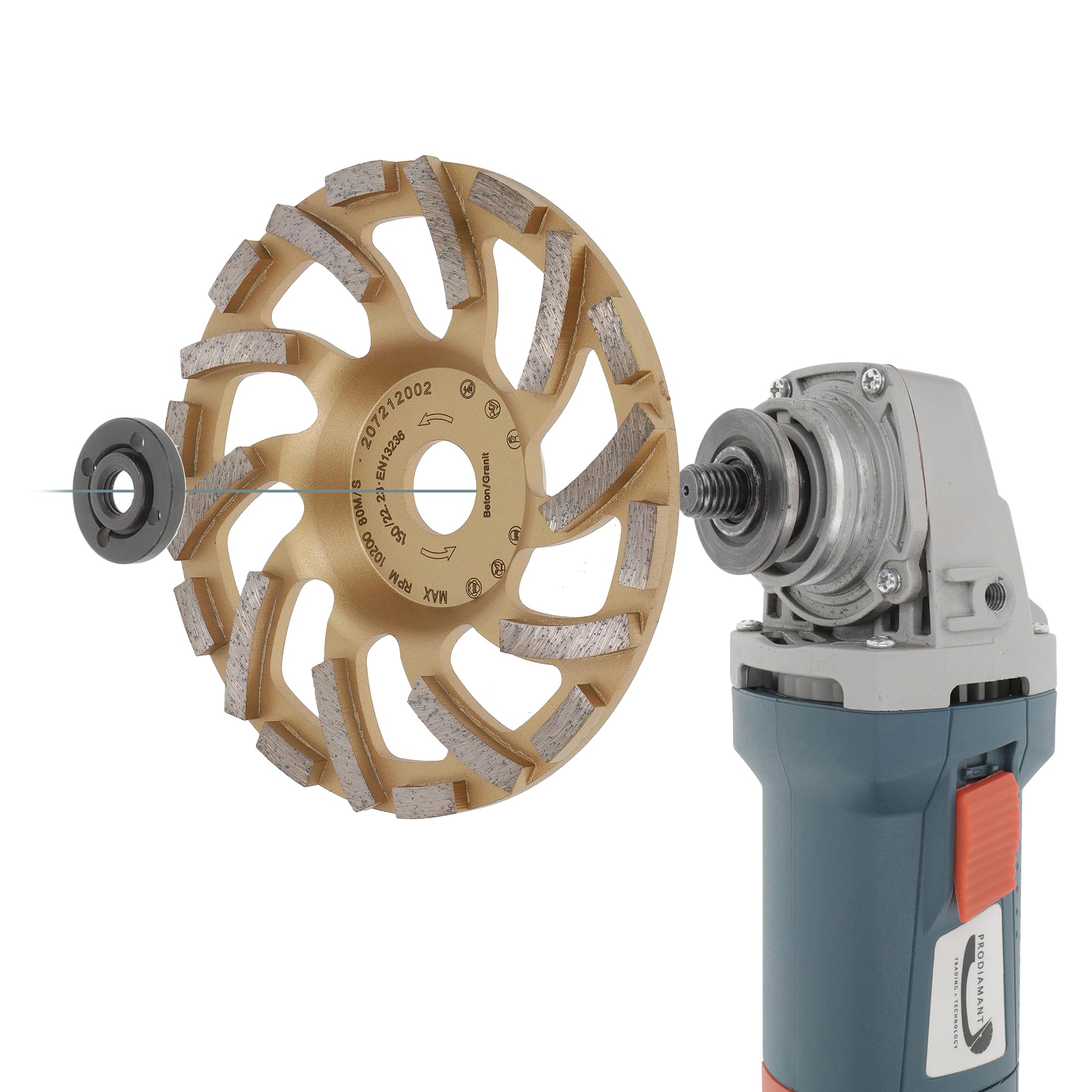 PRODIAMANT ST81 Meule boisseau diamantée turbo 150 mm x 22,23 mm pour béton et pierre naturelle