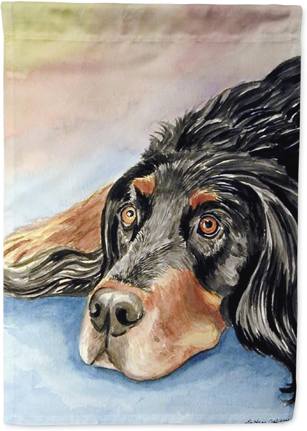 Caroline's Treasures 7062CHF Gordon Setter Waiting on Mom House Flag Large Porch Sleeve Pole Decorative Outside Yard Banner Artwork Wall Hanging, Polyester, House Size, Multicolor