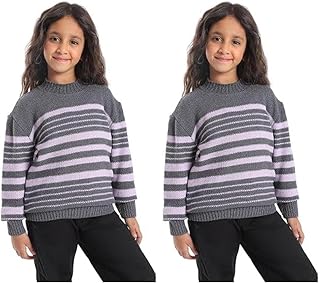 بلوفر صوف للبنات بتصميم متعدد الالوان من سيزر، متعدد الالوان، 4 سنوات (عبوة من قطعتين)